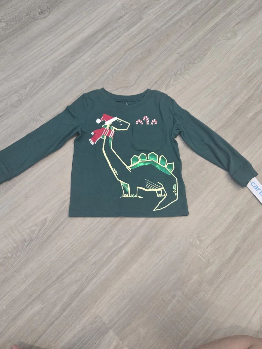 🎄 NWT Carter's Toddler Boy Christmas Dinosaur Long Sleeve Shirt Size 2T 🦖